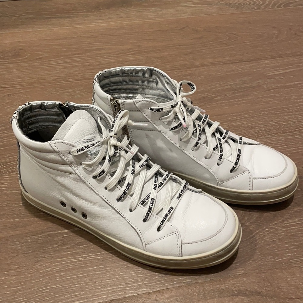 NWOT P448 Women's Skate White/Gravel High Sneaker